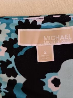 Michael Michael Kors Floral Print Top - Black & Aqua